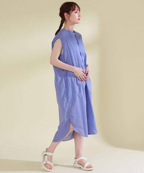 Ray BEAMS(レイビームス)の「GYMPHLEX / ノースリーブ シャツ ドレス(シャツワンピース・レディース・ブルー系その他/ピンク系その他・14)」の7枚目の写真