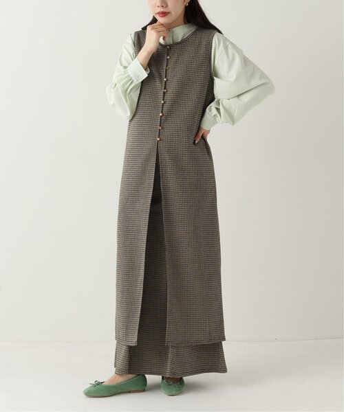 RAY CASSIN（レイカズン）の「レトロチェックJQノースリワンピース（ワンピース・レディース・グレー/イエロー/グリーン・FREE）」の3枚目の写真