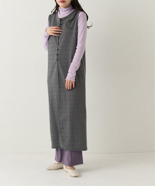 RAY CASSIN（レイカズン）の「レトロチェックJQノースリワンピース（ワンピース・レディース・グレー/イエロー/グリーン・FREE）」の4枚目の写真