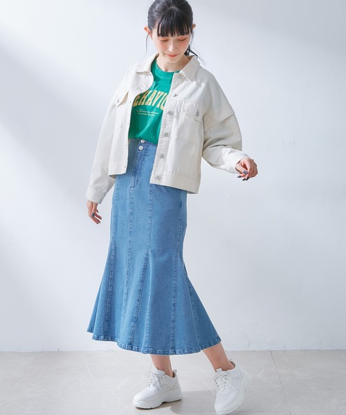 Honeys(ハニーズ)の「ゆるGジャン(デニムジャケット・レディース・ブルー系その他/ブラック/ライトインディゴブルー/アイボリー・L/M/S)」の5枚目の写真