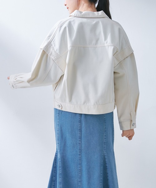 Honeys(ハニーズ)の「ゆるGジャン(デニムジャケット・レディース・ブルー系その他/ブラック/ライトインディゴブルー/アイボリー・L/M/S)」の7枚目の写真