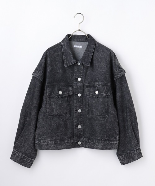 Honeys(ハニーズ)の「ゆるGジャン(デニムジャケット・レディース・ブルー系その他/ブラック/ライトインディゴブルー/アイボリー・L/M/S)」の15枚目の写真