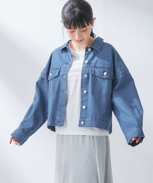 Honeys(ハニーズ)の「ゆるGジャン(デニムジャケット・レディース・ブルー系その他/ブラック/ライトインディゴブルー/アイボリー・L/M/S)」の18枚目の写真