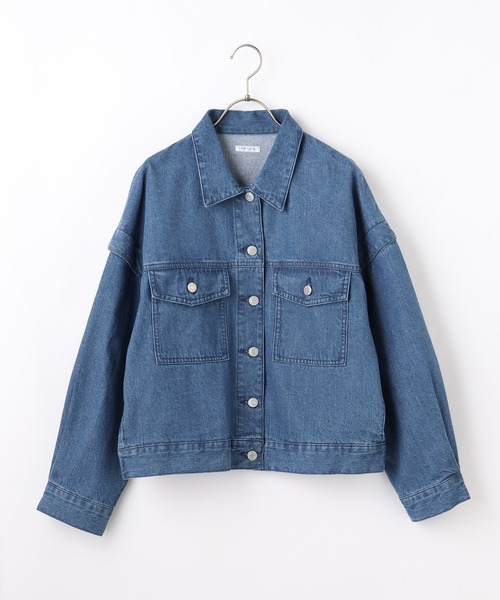 Honeys(ハニーズ)の「ゆるGジャン(デニムジャケット・レディース・ブルー系その他/ブラック/ライトインディゴブルー/アイボリー・L/M/S)」の21枚目の写真