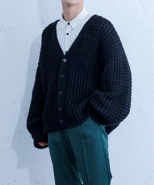 Ellno Loset（エルノロゼット）の「ワッフルカーディガン（カーディガン/ボレロ・メンズ・パープル/ブラック・FREE）」の4枚目の写真