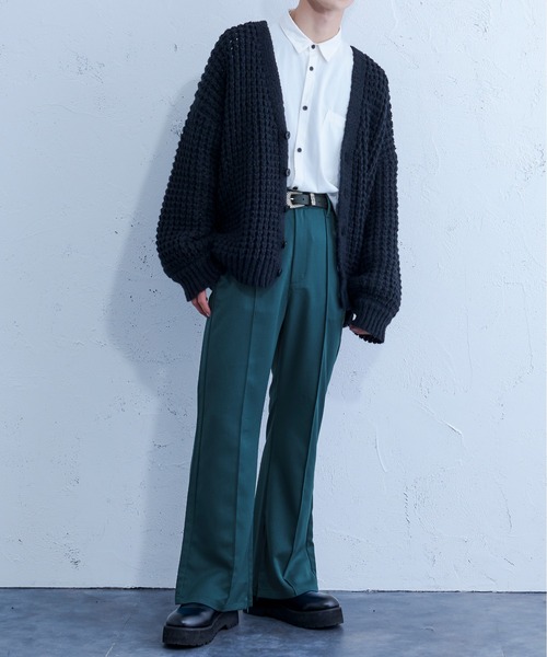 Ellno Loset（エルノロゼット）の「ワッフルカーディガン（カーディガン/ボレロ・メンズ・パープル/ブラック・FREE）」の6枚目の写真