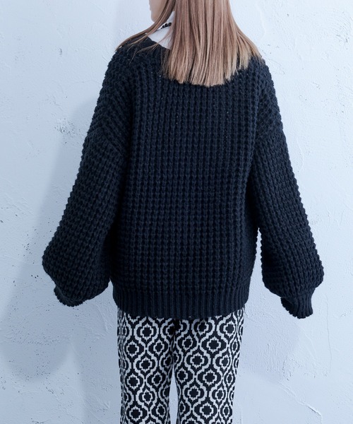 Ellno Loset（エルノロゼット）の「ワッフルカーディガン（カーディガン/ボレロ・メンズ・パープル/ブラック・FREE）」の8枚目の写真