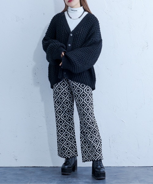 Ellno Loset（エルノロゼット）の「ワッフルカーディガン（カーディガン/ボレロ・メンズ・パープル/ブラック・FREE）」の9枚目の写真