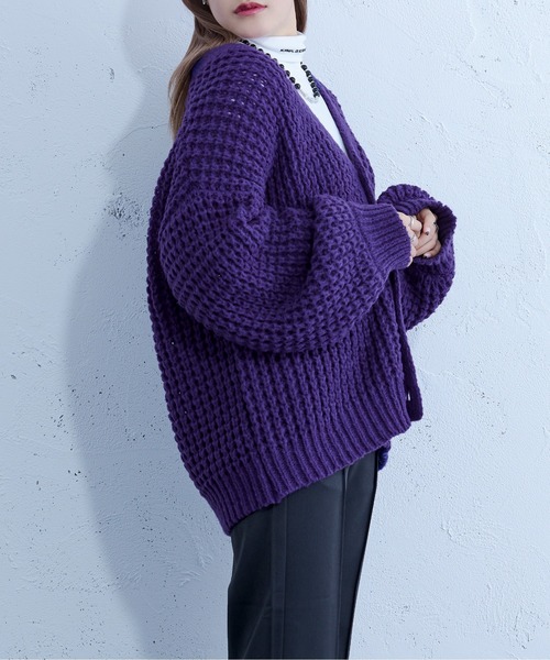 Ellno Loset（エルノロゼット）の「ワッフルカーディガン（カーディガン/ボレロ・メンズ・パープル/ブラック・FREE）」の14枚目の写真
