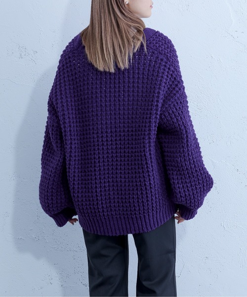 Ellno Loset（エルノロゼット）の「ワッフルカーディガン（カーディガン/ボレロ・メンズ・パープル/ブラック・FREE）」の15枚目の写真