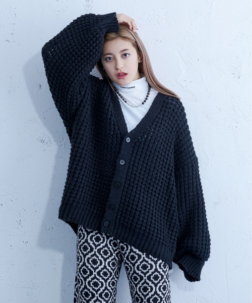 Ellno Loset（エルノロゼット）の「ワッフルカーディガン（カーディガン/ボレロ・メンズ・パープル/ブラック・FREE）」の19枚目の写真