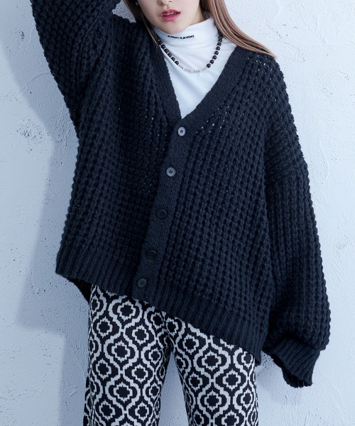 Ellno Loset（エルノロゼット）の「ワッフルカーディガン（カーディガン/ボレロ・メンズ・パープル/ブラック・FREE）」の20枚目の写真