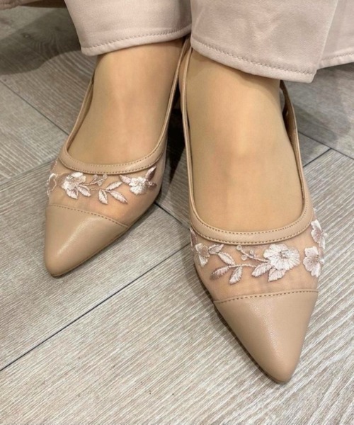 JELLY BEANS（ジェリービーンズ）の「フラワービーズ刺繍バックストラップパンプス(204-52765)JELLY BEANS(ジェリービーンズ)（パンプス・レディース・グリーン/アイボリー/ピンクベージュ・S/M/L）」の15枚目の写真