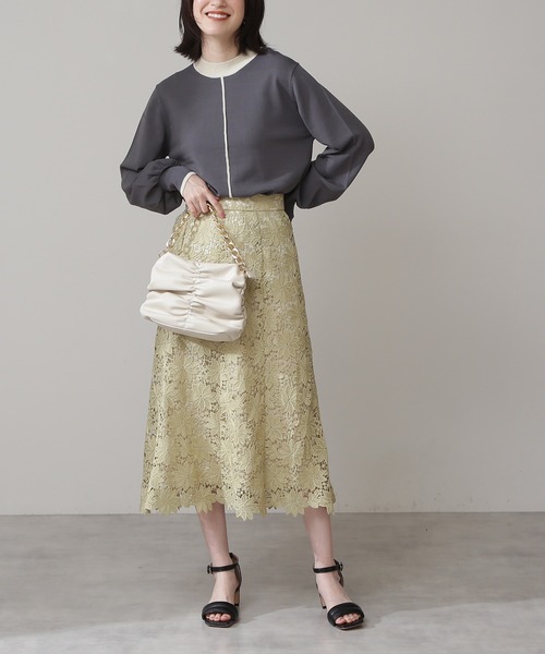 N.（N. Natural Beauty Basic）（エヌエヌナチュラルビューティーベーシック）の「【S Size Line】◆ケミカルレースマーメイドスカート（スカート・レディース・オフホワイト/モカ/ネイビー/グレイッシュブルー/イエロー/ベージュ/パープル・SMALL/MEDIUM）」の7枚目の写真