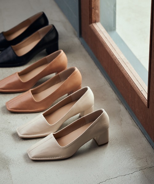 Juze（ジュゼ）の「アウトステッチヒールパンプス（パンプス・レディース・ブラック/オフホワイト/ベージュ・L/M/S）」の4枚目の写真