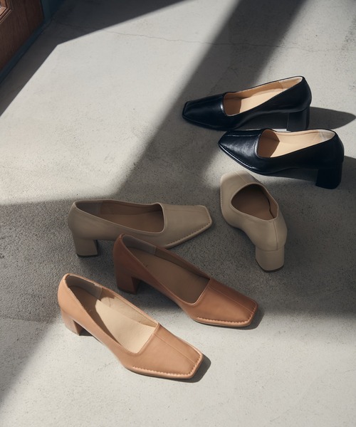 Juze（ジュゼ）の「アウトステッチヒールパンプス（パンプス・レディース・ブラック/オフホワイト/ベージュ・L/M/S）」の5枚目の写真