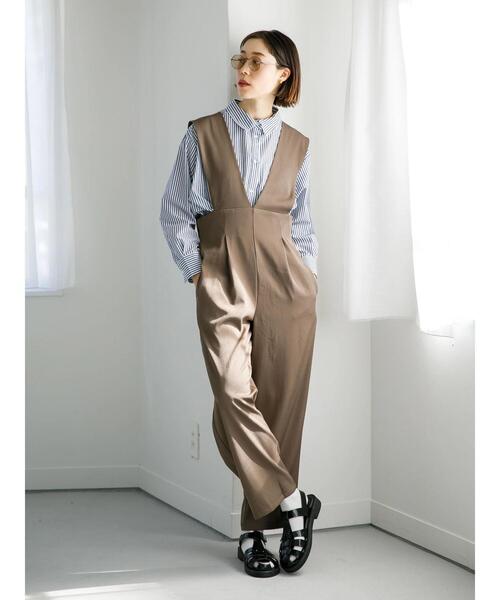 koe（コエ）の「ゆったりサロペット*（サロペット/オーバーオール・レディース・ベージュ/グレー/ブラック・M）」の11枚目の写真