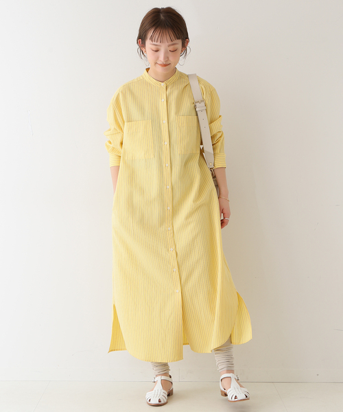SLOBE IENA（スローブイエナ）の「マルチストライプシャツワンピース◆（ワンピース・レディース・イエロー/アイボリー・FREE）」の8枚目の写真