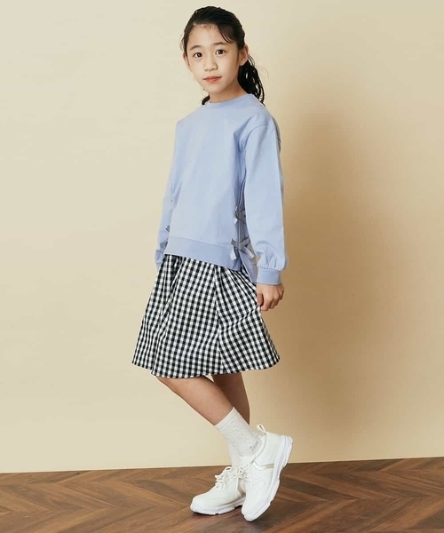 a.v.v（アーヴェヴェ）の「[140-150]【毛玉になりにくい】サイドリボン長袖Tシャツ（Tシャツ/カットソー・キッズ・ライトブルー/ネイビー/ライトパープル・140/150）」の12枚目の写真