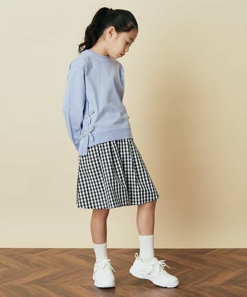 a.v.v（アーヴェヴェ）の「[140-150]【毛玉になりにくい】サイドリボン長袖Tシャツ（Tシャツ/カットソー・キッズ・ライトブルー/ネイビー/ライトパープル・140/150）」の4枚目の写真