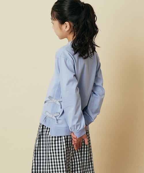 a.v.v（アーヴェヴェ）の「[140-150]【毛玉になりにくい】サイドリボン長袖Tシャツ（Tシャツ/カットソー・キッズ・ライトブルー/ネイビー/ライトパープル・140/150）」の10枚目の写真
