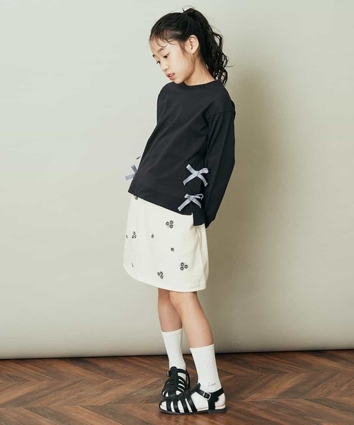 a.v.v（アーヴェヴェ）の「[140-150]【毛玉になりにくい】サイドリボン長袖Tシャツ（Tシャツ/カットソー・キッズ・ライトブルー/ネイビー/ライトパープル・140/150）」の18枚目の写真