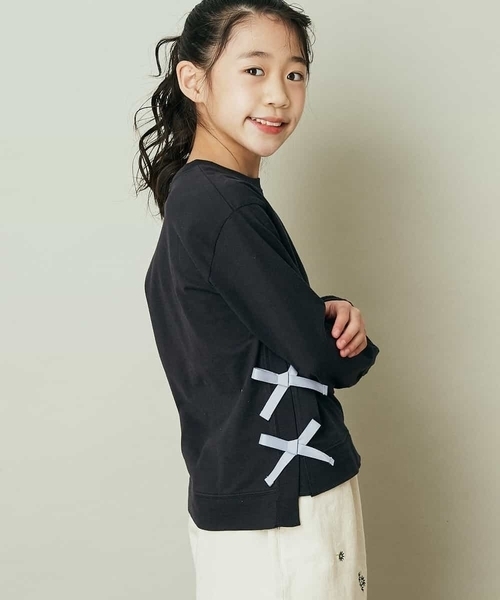 a.v.v（アーヴェヴェ）の「[140-150]【毛玉になりにくい】サイドリボン長袖Tシャツ（Tシャツ/カットソー・キッズ・ライトブルー/ネイビー/ライトパープル・140/150）」の13枚目の写真