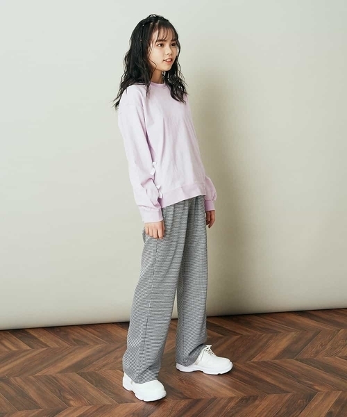 a.v.v（アーヴェヴェ）の「[140-150]【毛玉になりにくい】サイドリボン長袖Tシャツ（Tシャツ/カットソー・キッズ・ライトブルー/ネイビー/ライトパープル・140/150）」の8枚目の写真