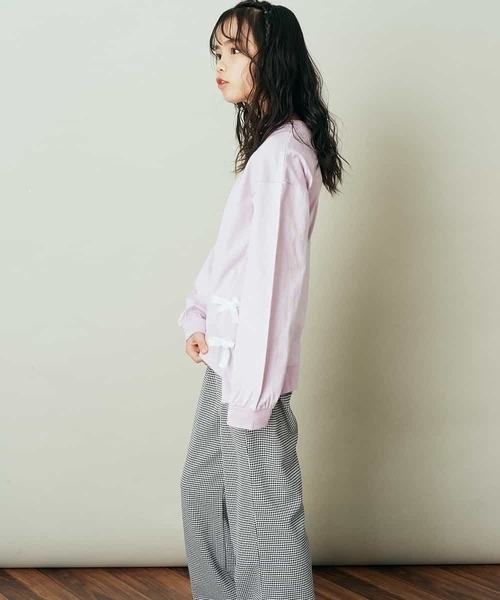 a.v.v（アーヴェヴェ）の「[140-150]【毛玉になりにくい】サイドリボン長袖Tシャツ（Tシャツ/カットソー・キッズ・ライトブルー/ネイビー/ライトパープル・140/150）」の11枚目の写真