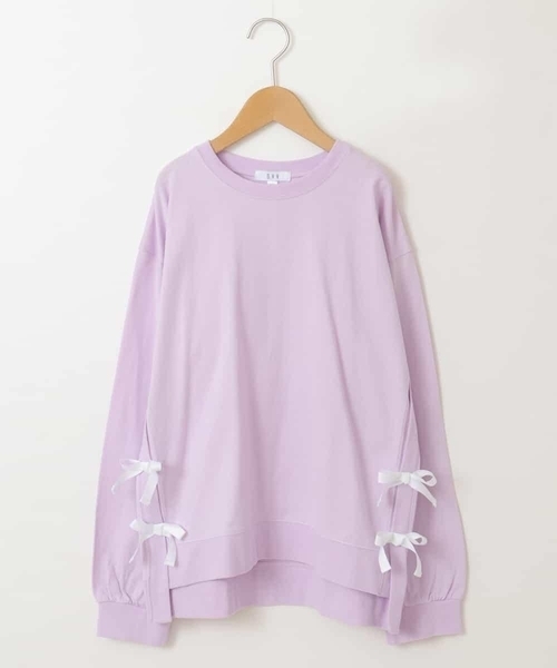 a.v.v（アーヴェヴェ）の「[140-150]【毛玉になりにくい】サイドリボン長袖Tシャツ（Tシャツ/カットソー・キッズ・ライトブルー/ネイビー/ライトパープル・140/150）」の14枚目の写真