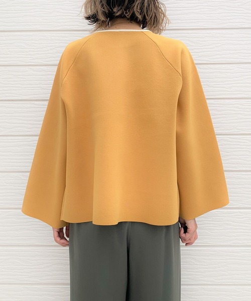 Q（キュー）の「ミラノリブダンボールジャケットカーデ（カーディガン/ボレロ・レディース・アイボリー/マスタード・MEDIUM）」の5枚目の写真