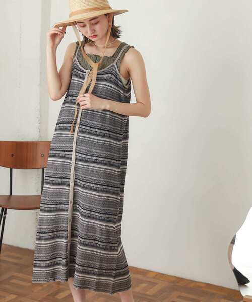 SENSE OF PLACE by URBAN RESEARCH(センスオブプレイスバイアーバンリサーチ)の「ボーダーニットキャミワンピース(ワンピース・レディース・カーキ/ネイビー・ONE)」の3枚目の写真