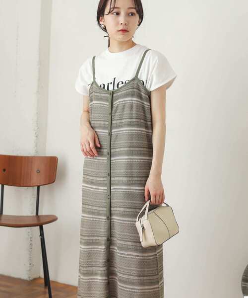 SENSE OF PLACE by URBAN RESEARCH(センスオブプレイスバイアーバンリサーチ)の「ボーダーニットキャミワンピース(ワンピース・レディース・カーキ/ネイビー・ONE)」の12枚目の写真