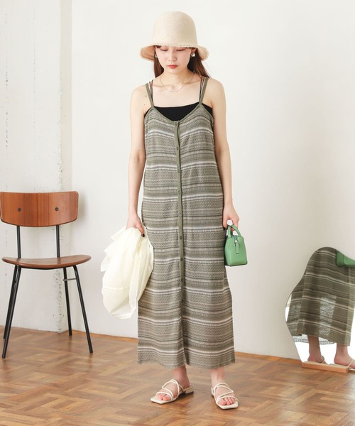 SENSE OF PLACE by URBAN RESEARCH(センスオブプレイスバイアーバンリサーチ)の「ボーダーニットキャミワンピース(ワンピース・レディース・カーキ/ネイビー・ONE)」の16枚目の写真