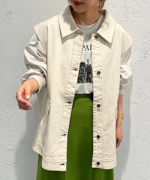 apres jour mignon(アプレジュールミニョン)の「デニムベスト【ZOZOTOWN限定アイテム】(ベスト・レディース・ダークブルー/オフホワイト/ブラック・フリー/X-LARGE)」の6枚目の写真