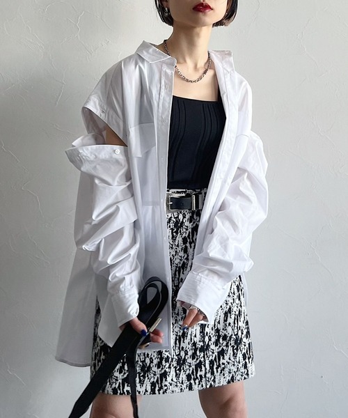 PAGEBOY（ページボーイ）の「CORE / スリーブレイヤードシャツ（シャツ/ブラウス・レディース・オフホワイト/ピンク・FREE）」の6枚目の写真