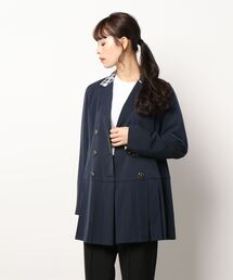 axes femme ダブルボタンベルスリーブジャケット 紺色 axes femme ダブルボタンベルスリーブジャケット 紺色