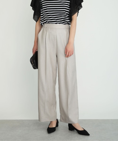 PICCIN（ピッチン）の「【日本製】リネンライクセンタープレスイージーワイドパンツ（その他パンツ・レディース・ブラック/ベージュ/ブラウン/エメラルド・S/M）」の3枚目の写真