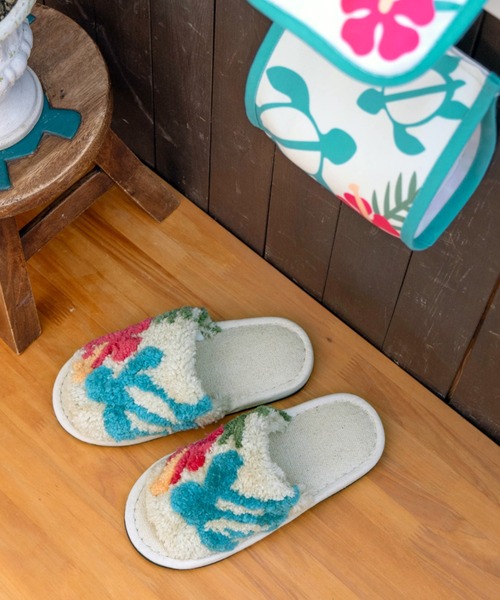 スリッパ ルームシューズ スマイル アロハ タフティングスリッパ