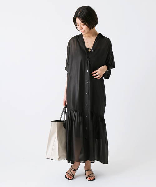 B.C STOCK（ベーセーストック）の「チンツギャザーワンピース◆（ワンピース・レディース・ブラック/ネイビー/キャメル・FREE）」の10枚目の写真