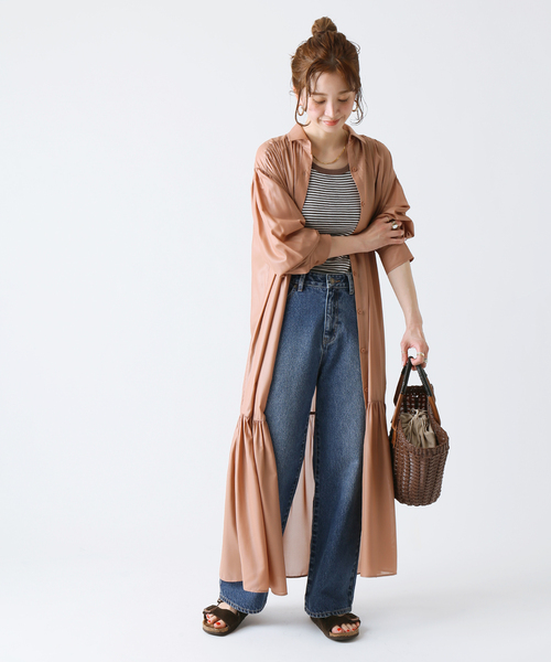 B.C STOCK（ベーセーストック）の「チンツギャザーワンピース◆（ワンピース・レディース・ブラック/ネイビー/キャメル・FREE）」の14枚目の写真