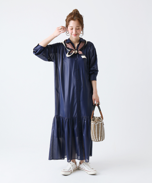 B.C STOCK（ベーセーストック）の「チンツギャザーワンピース◆（ワンピース・レディース・ブラック/ネイビー/キャメル・FREE）」の18枚目の写真