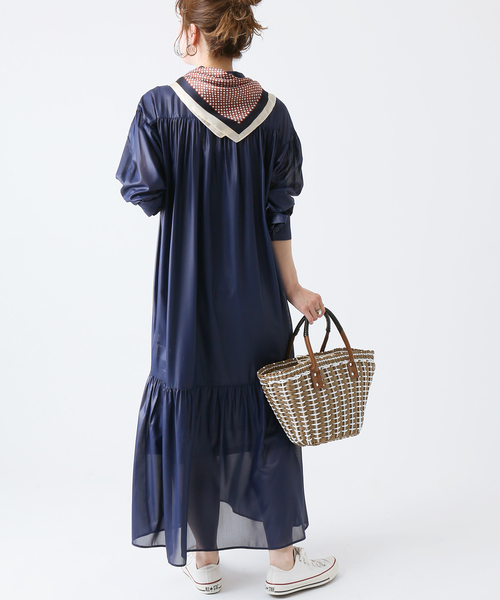 B.C STOCK（ベーセーストック）の「チンツギャザーワンピース◆（ワンピース・レディース・ブラック/ネイビー/キャメル・FREE）」の20枚目の写真