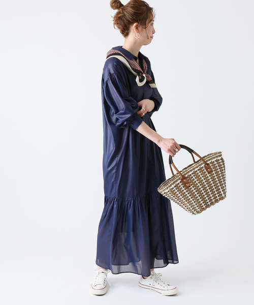 B.C STOCK（ベーセーストック）の「チンツギャザーワンピース◆（ワンピース・レディース・ブラック/ネイビー/キャメル・FREE）」の21枚目の写真