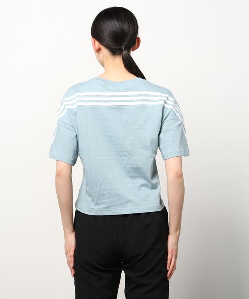 新品 女子L】アディダス adidas 半袖tシャツ　ライトブルー青紺 adidas（アディダス）の「アディダス スポーツウェア