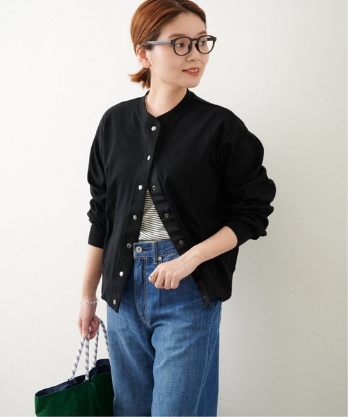 JOURNAL STANDARD（ジャーナルスタンダード）の「フライスDOTボタンカーディガン（カーディガン/ボレロ・レディース・ブラック/グリーン/ブルー系その他・FREE）」の6枚目の写真