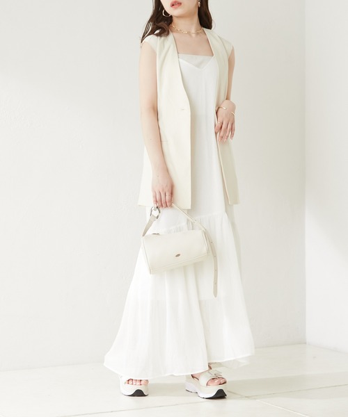 Chico（チコ）の「バックカシュクールベルト付きジャケットベスト（ノーカラージャケット・レディース・ホワイト/ブラック/ピンク・FREE）」の16枚目の写真