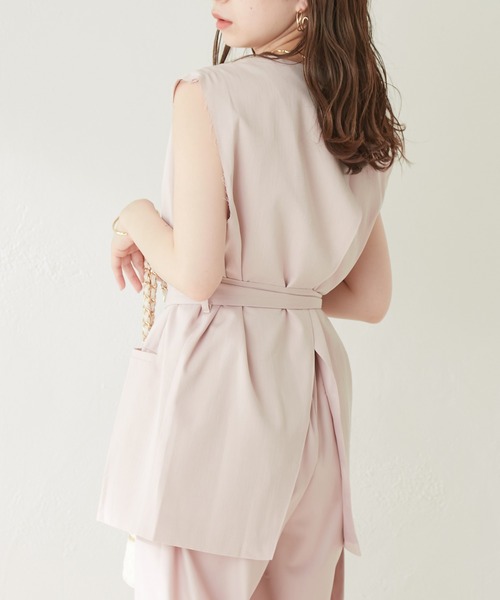 Chico（チコ）の「バックカシュクールベルト付きジャケットベスト（ノーカラージャケット・レディース・ホワイト/ブラック/ピンク・FREE）」の18枚目の写真