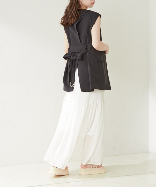 Chico（チコ）の「バックカシュクールベルト付きジャケットベスト（ノーカラージャケット・レディース・ホワイト/ブラック/ピンク・FREE）」の22枚目の写真