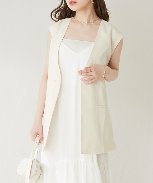 Chico（チコ）の「バックカシュクールベルト付きジャケットベスト（ノーカラージャケット・レディース・ホワイト/ブラック/ピンク・FREE）」の20枚目の写真